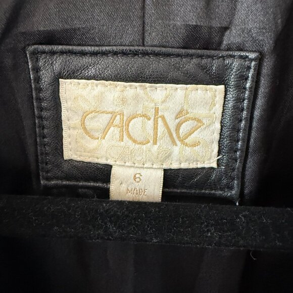 Black Cache Vintage Genuine Leather Jacket, size 6 - Picture 3 of 6
